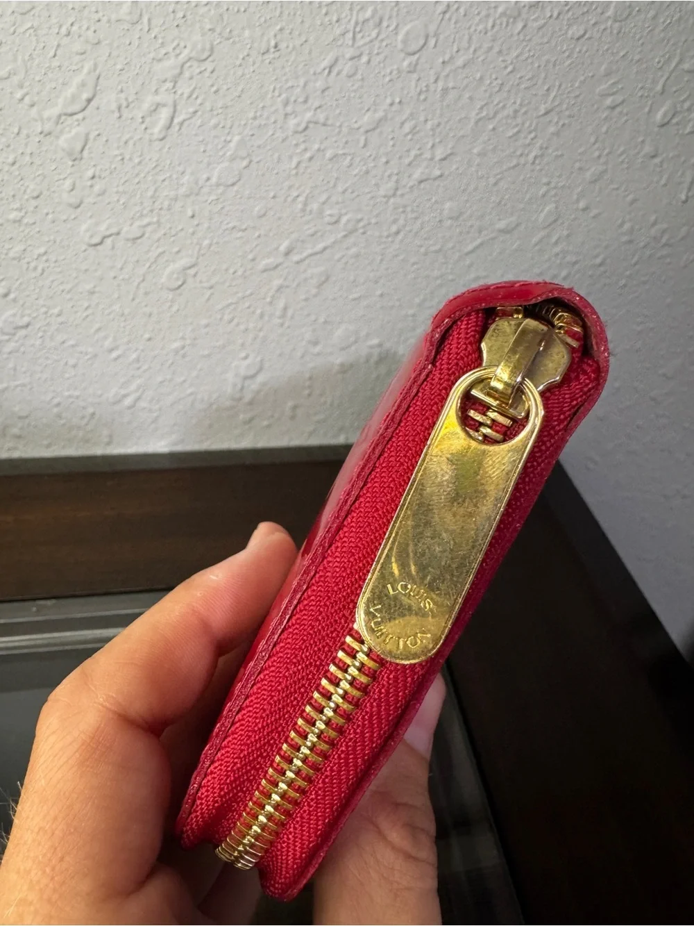 Louis Vuitton Glossy Vernis Zip Wallet in Red Patent